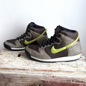 Nike ACG Lava Dunk High Boots 2011 Brown Lime Mens Hiking Hybrid Sneakers 10.5